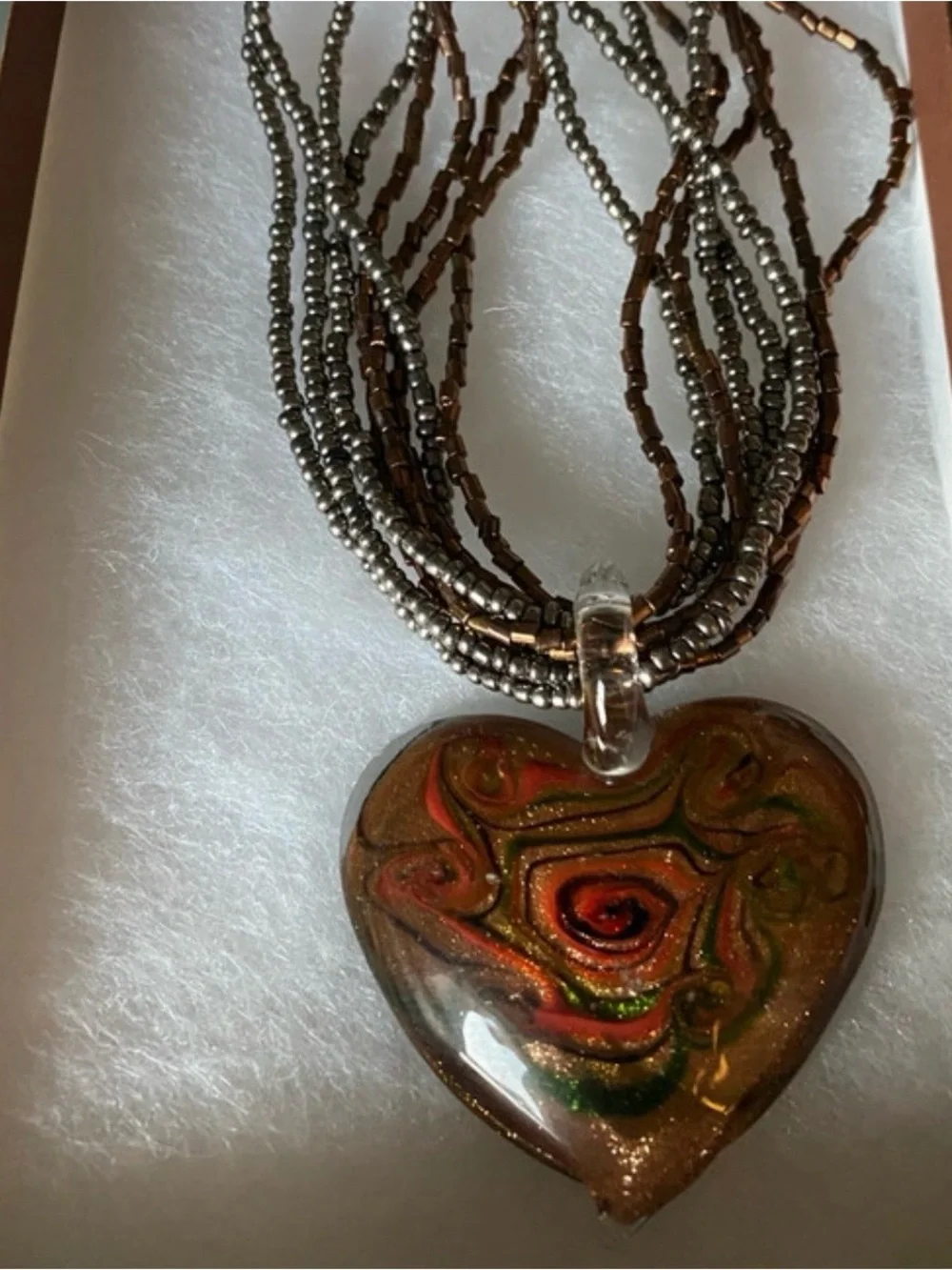 Murano art glass  heart pendant necklace
